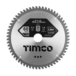TIMCO -5° Circular Saw Blade - 216 x 30 x 60T