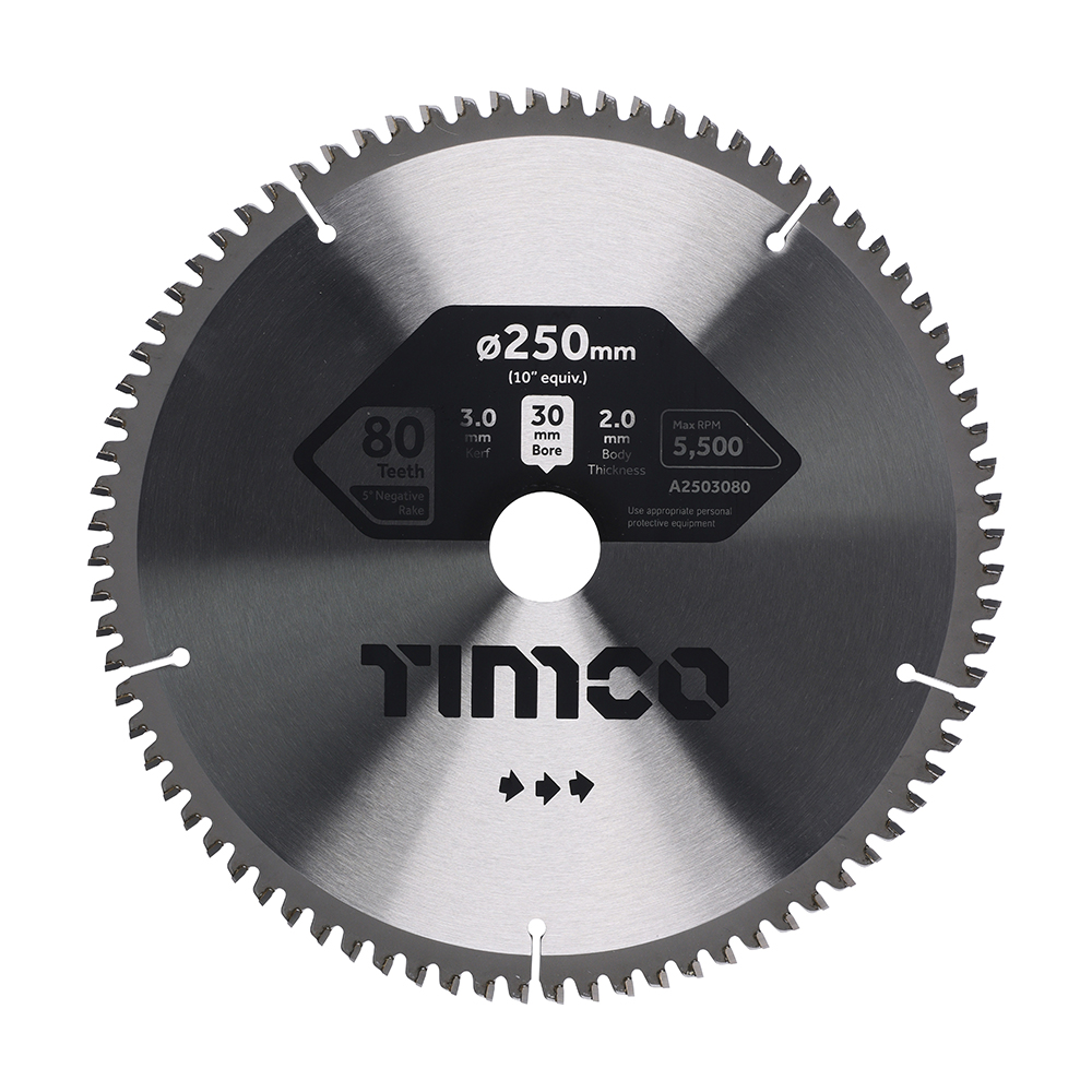 TIMCO -5° Circular Saw Blade - 250 x 30 x 80T