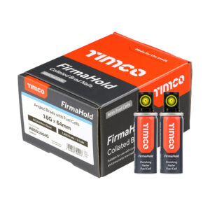 TIMCO FirmaHold Collated 16 Gauge Angled A2 Stainless Steel Brad Nails & Fuel Cells - 16 x 64/2BFC