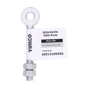 TIMCO Adjustable Gate Hinge Eye with Nuts Hot Dipped Galvanised - M12 x 100