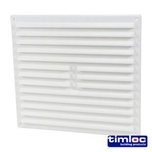 Timloc Internal Plastic Louvre Grille Vent with Flyscreen White - 260 x 235mm