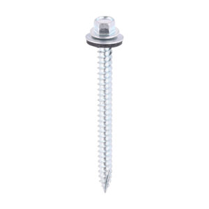 TIMCO Slash Point Sheet Metal to Timber Screws Silver with EPDM Washer - 6.3 x 80