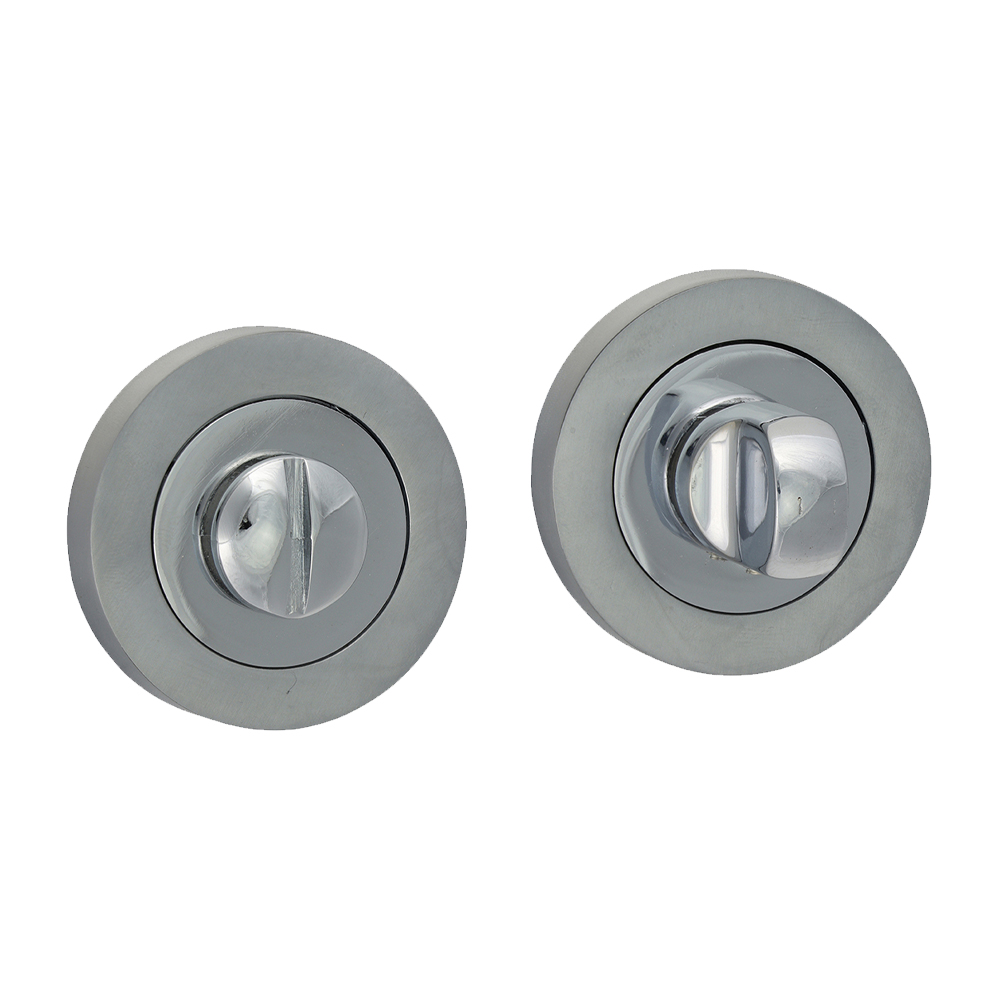 TIMCO Bathroom Thumb Turn And Release - Polished & Satin Chrome - 49mm