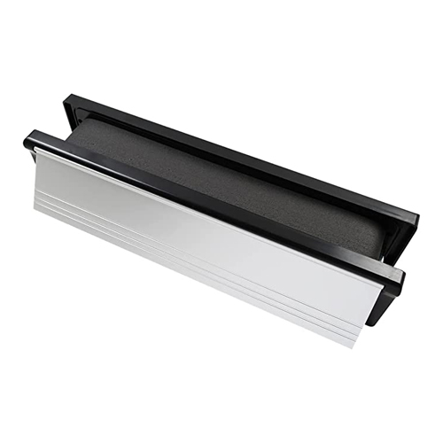 TIMCO 10" Intumescent Letterbox - Polished Silver (Black Frame) 272 x 70mm