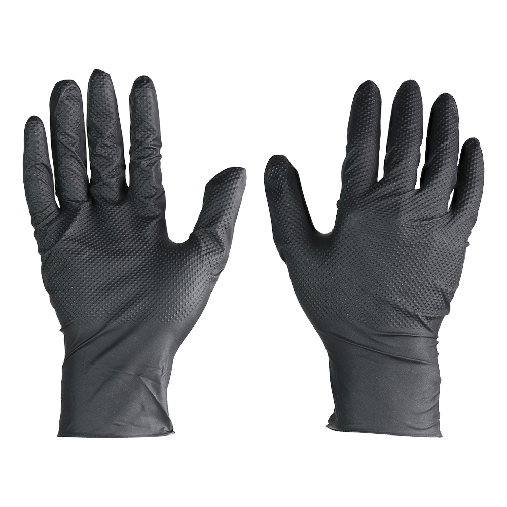 TIMCO Diamond textured disposable Nitrile Work Gloves Black - X Large